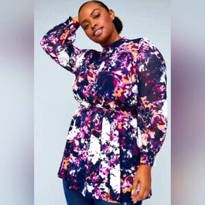 Lane Bryant X Girl With Curves A-Line Dress Women’s Purple Floral Print Size 16